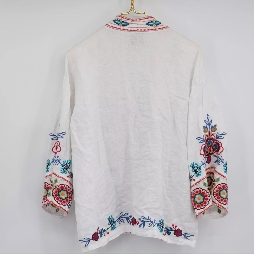 JOHNNY WAS SICILIA EMBROIDERED LINEN KIMONO NWT - Picture 9 of 11